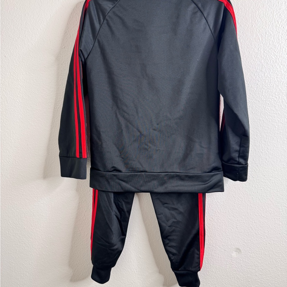 Adidas Kids Black Tracksuit with Red Stripes - Picture 4 of 7